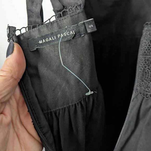 Magali Pascal Vivienne Black Mini Dress Eyelet Lace Detail Backless with Tie S - Picture 4 of 9